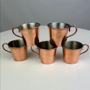 Vintage Set of 5 Copper Moscow Mule Style Shot Mugs Handcrafted in Sweden 2”